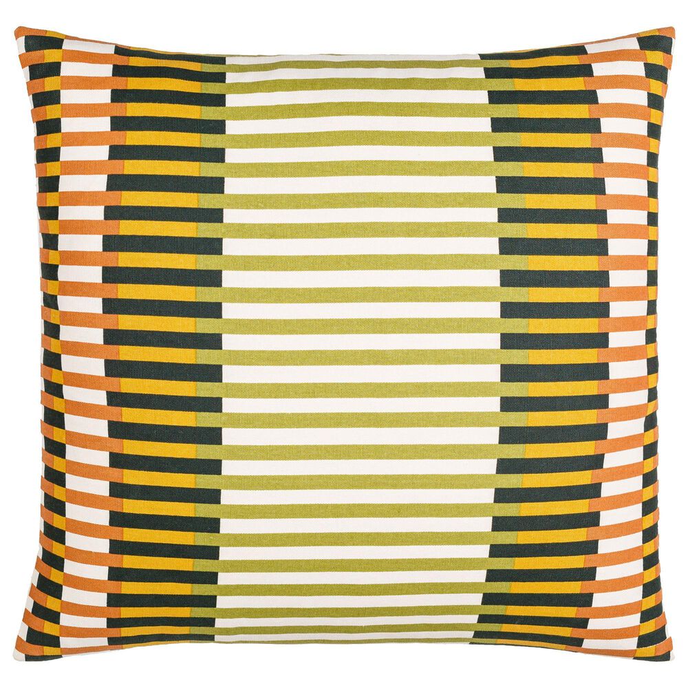 Surya Jason Wu 20" Square Throw Pillow in Cream, Orange, Yellow, Grass Green and Dark Green, , large
