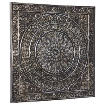Maple and Jade 36" x 36" Square Floral Embossed Scroll Home Wall Decor in Satin Silver, , large