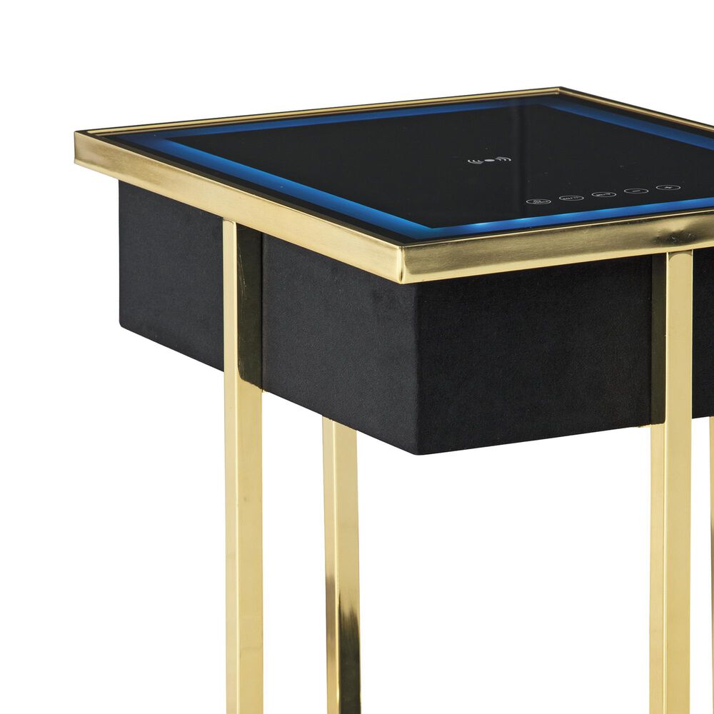 Ashley Rexwell Accent End Table with Speaker in Black and Gold, , large