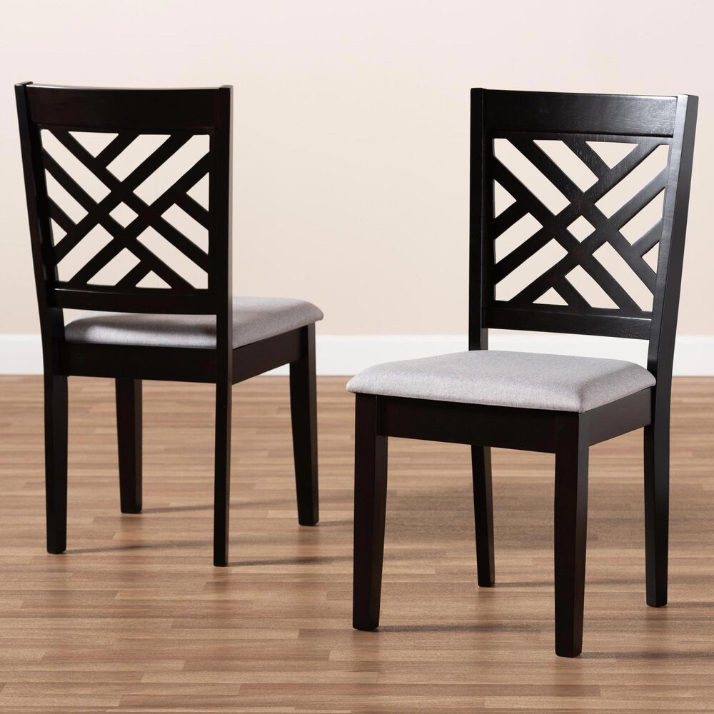 Baxton Studio Caron Dining Chair in Grey and Espresso (Set of 2), , large