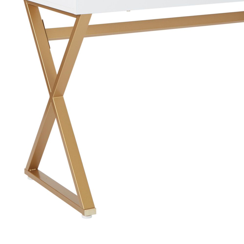 Valor Living Juliette Vanity Desk Only in Bright White and Gold, , large