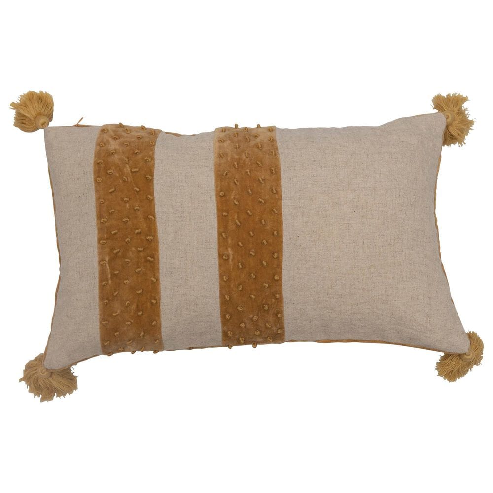 Teak Interiors Heirloom 12" x 20" Lumbar Pillow in Natural and Mustard, , large