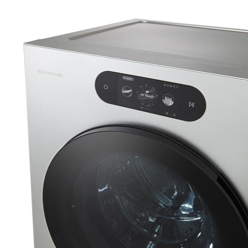 LG 5.8 Cu. Ft. Smart Front Load Washer and 9.0 Cu. Ft. Gas Dryer in Brushed Platinum Steel, , large