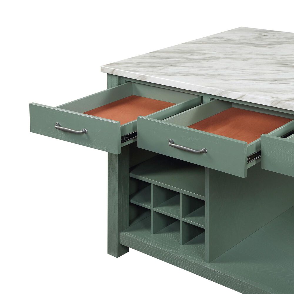 Furniture of America Kling Kitchen Island in Green and White, , large