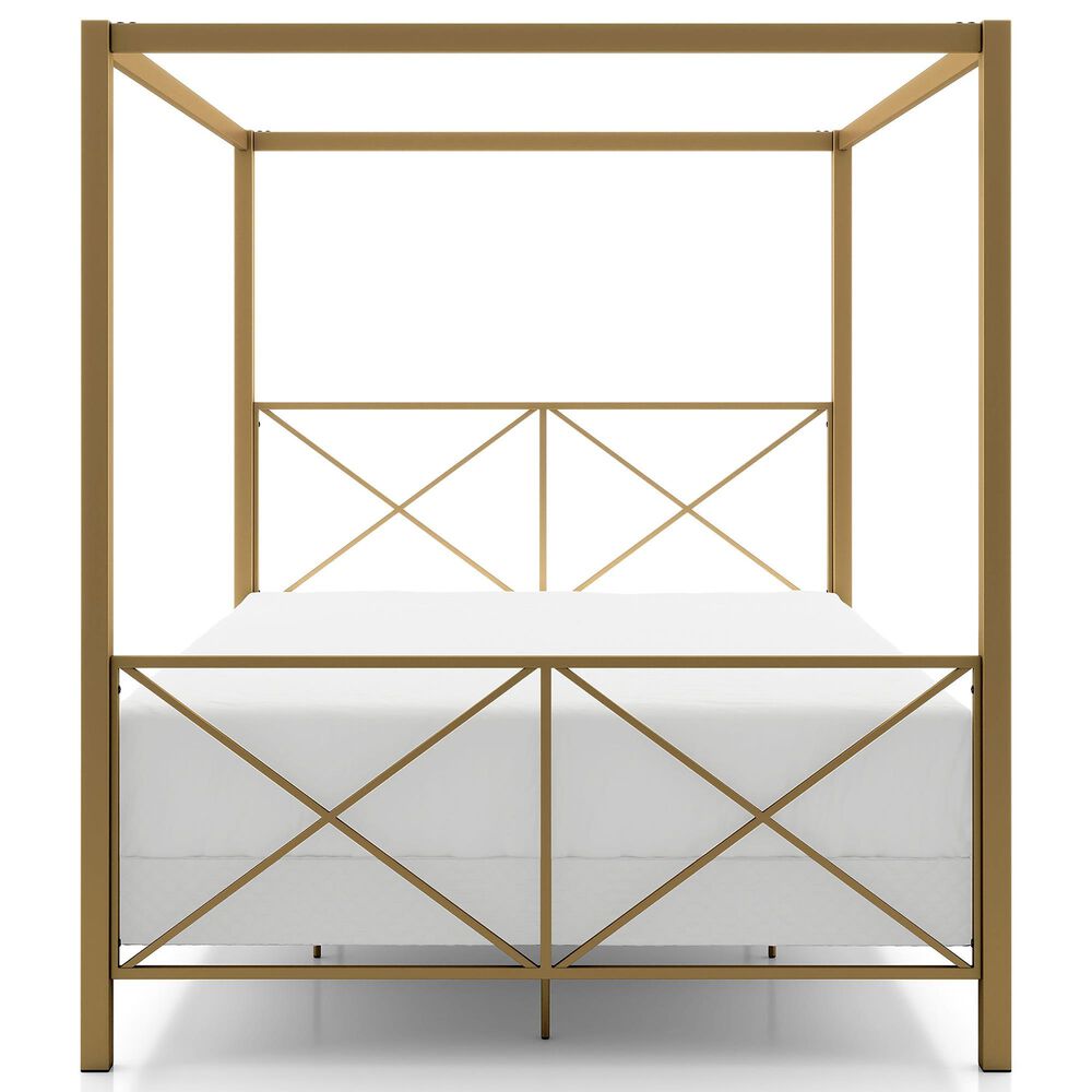 Furniture of America Rosadale Queen X-Cross Canopy Bed in Gold, , large