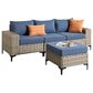 HOMLUX 4-Piece Patio Modular Sofa and Ottoman Set in Denim Blue, , large