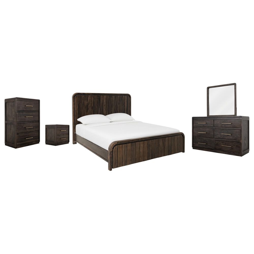 Fallridge Mezquite Black 5 Piece Queen Panel Bedroom Set in Black Natural Grain, , large