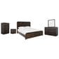 Fallridge Mezquite Black 5 Piece Queen Panel Bedroom Set in Black Natural Grain, , large