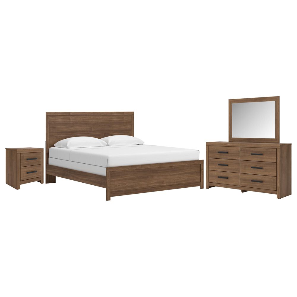 Ashley Broachmyn 4 Piece King Panel Bedroom Set in Warm Auburn, , large