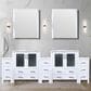 Lexora Home Volez 96" Double Bathroom Vanity in White with 2 cm White Ceramic Top, Rectangular Sinks and Side Cabinets, , large