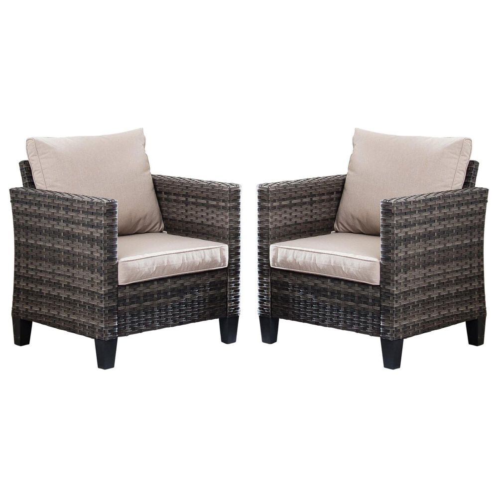 HOMLUX 28" Patio Single Chair in Beige (Set of 2), , large