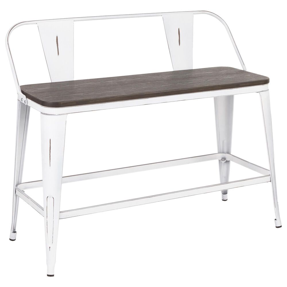 Lumisource Oregon Counter Bench in Vintage White/Espresso, , large