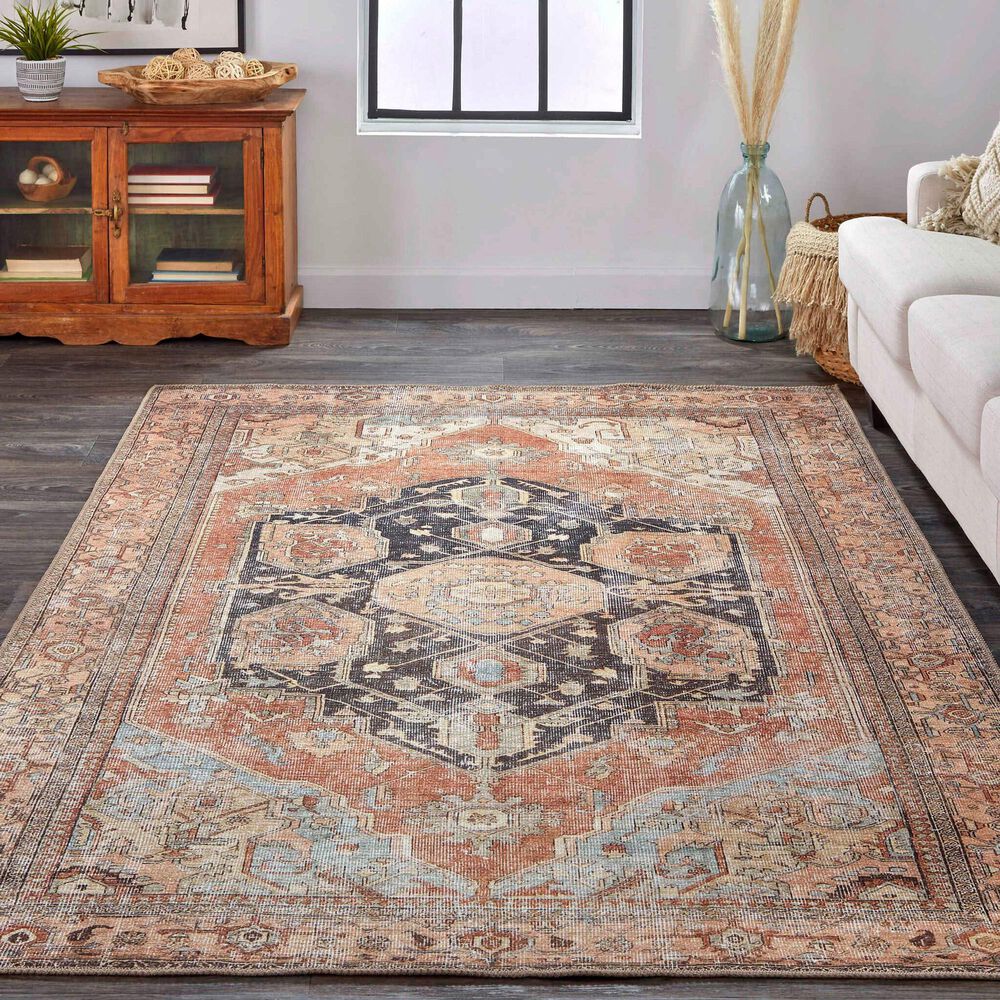 Feizy Percy 4&#39; x 6&#39; Brown and Rust Area Rug, , large