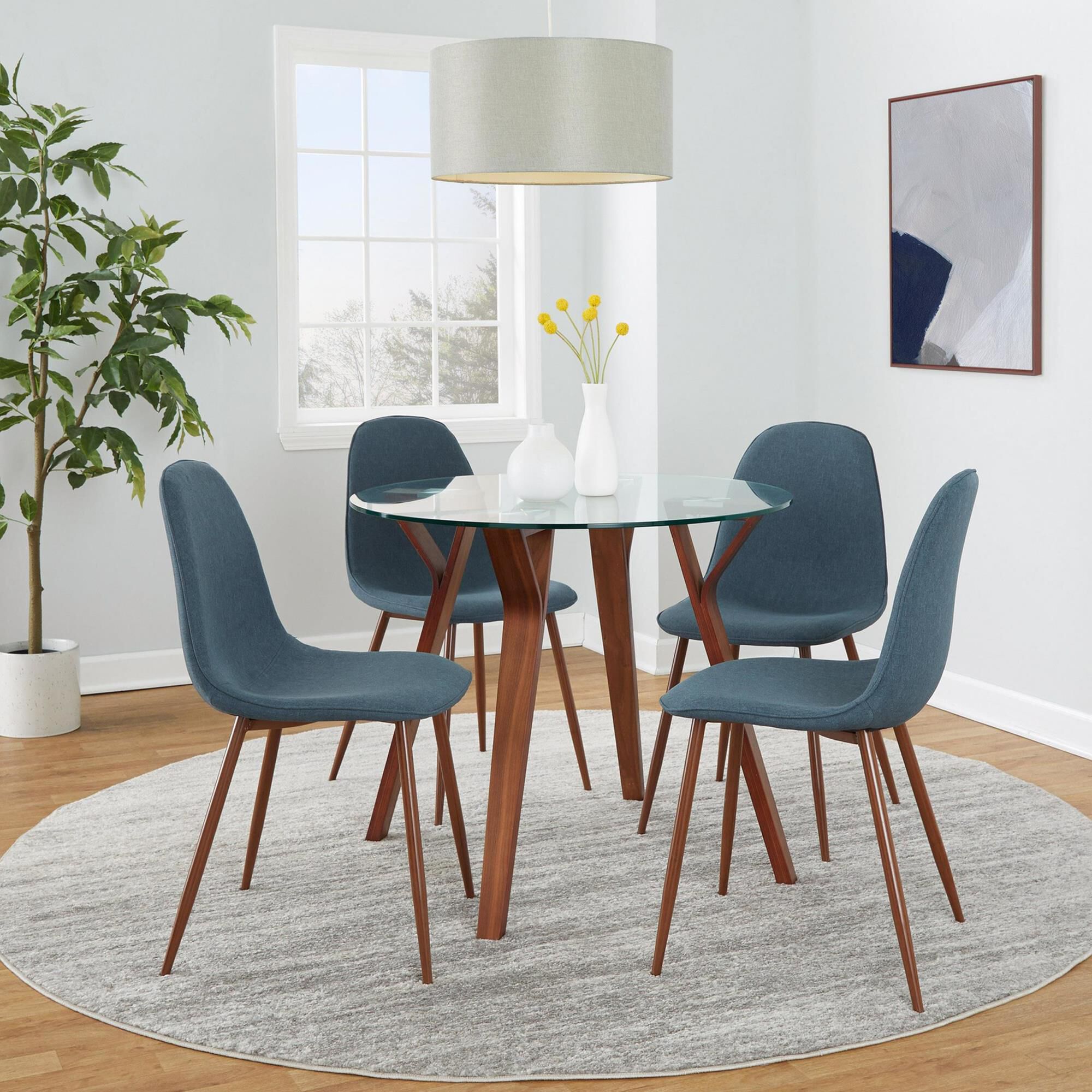LumiSource Folia Dining Table in Walnut and Clear - Table Only