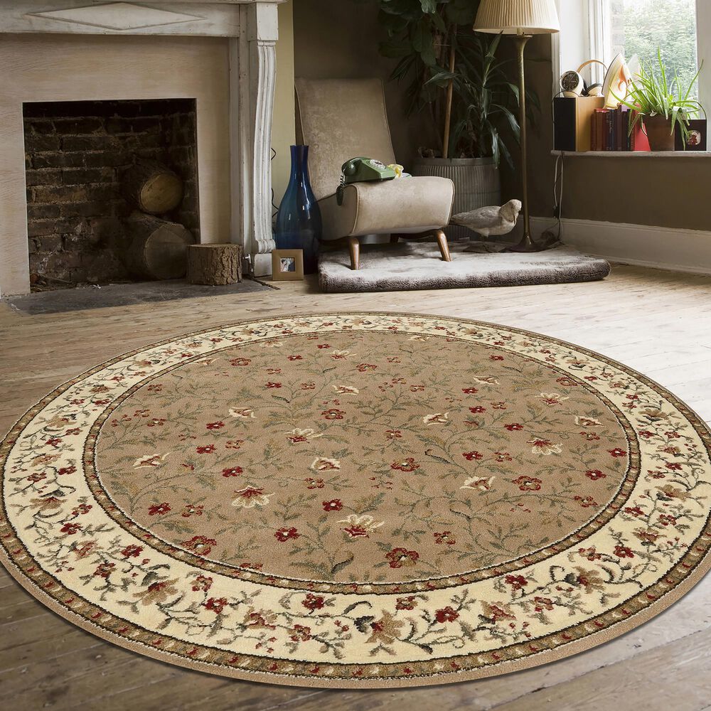 Radici USA Como 1593 Beige 8' Round Area Rug, , large