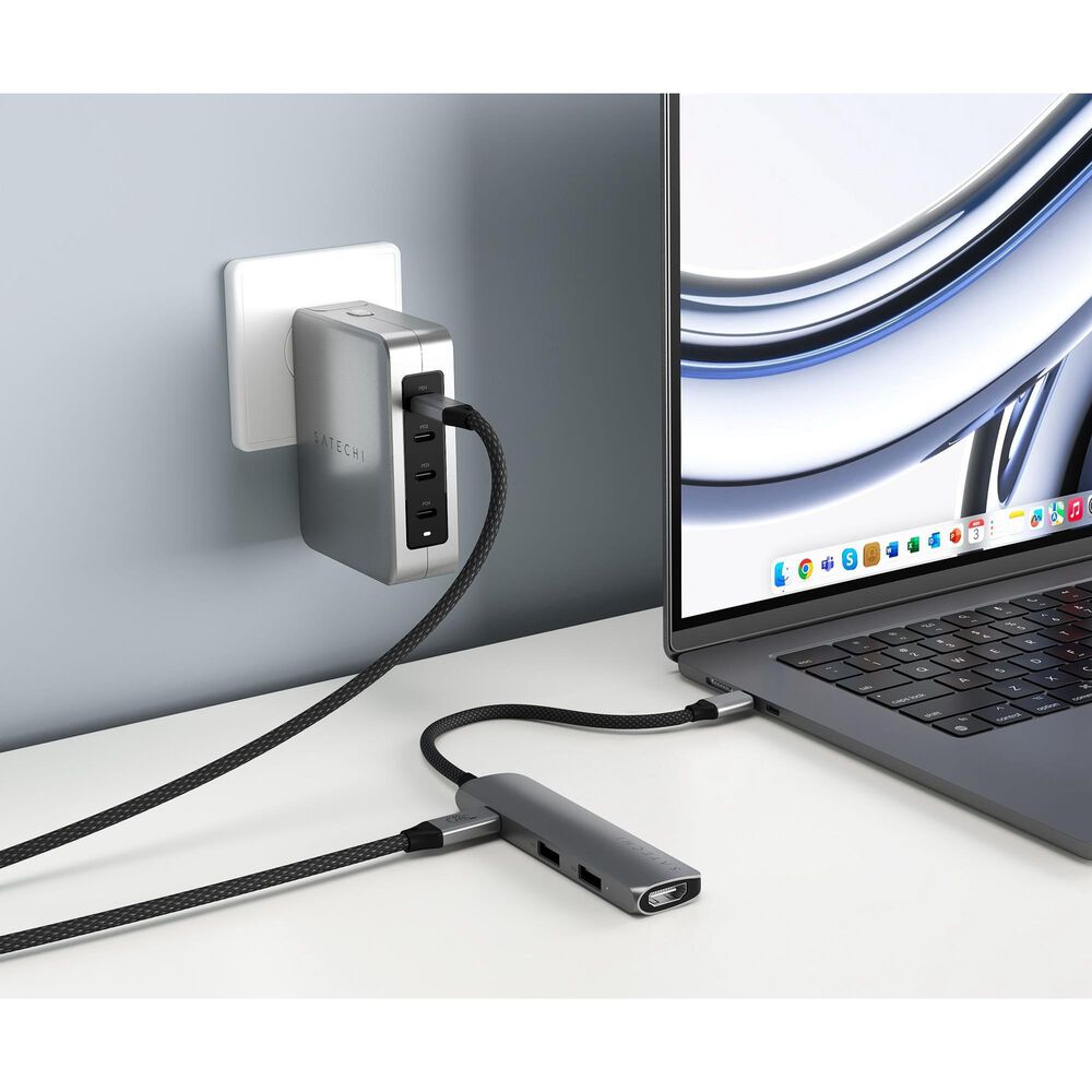 Satechi 4-in-1 USB-C Slim Multiport Adapter in Space Grey, , large
