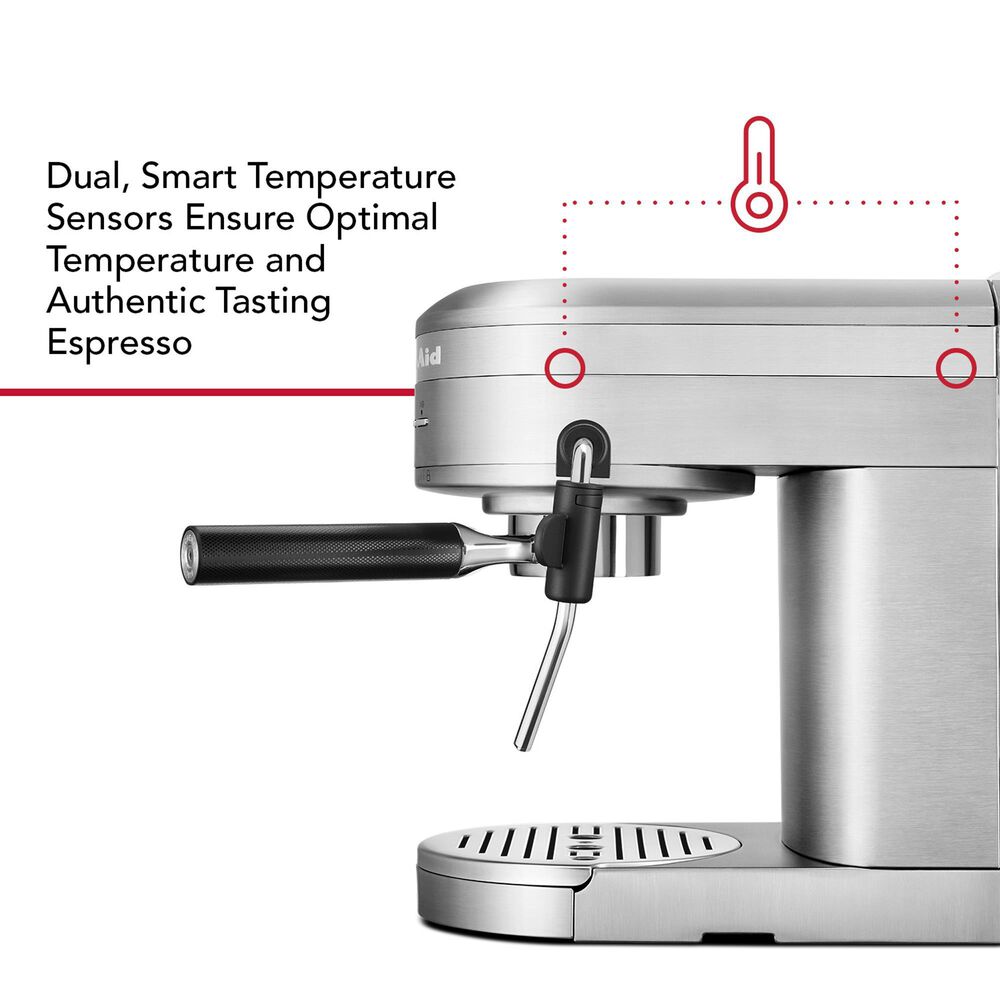 KitchenAid 47 Oz Semi-Automatic Espresso Machine in Brushed Stainless Steel, , large