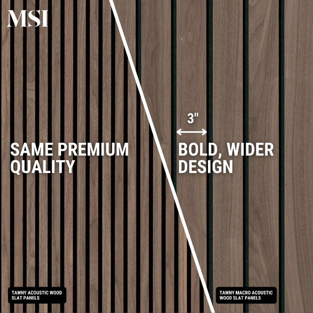 MS International Sonowood Tawny Macro 10.6" x 94" Acoustic Wood Slat Panels, , large