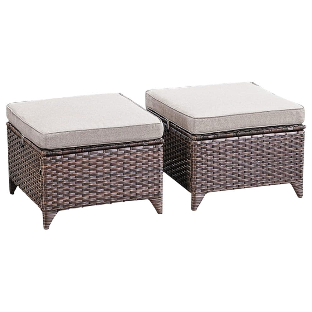 Sunwell Garden Patio Ottoman in Beige (Set of 2), , large