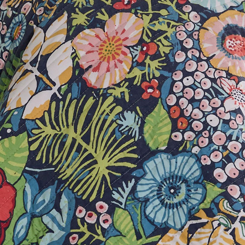 Levtex Night Garden 3-Piece Reversible Full/Queen Quilt Set in Navy, Red, Pink, Green, Ochre and White, , large
