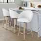 LumiSource Matisse 26" Swivel Counter Stool with Cream Fabric Upholstery in Whitewashed and Chrome (Set of 2), , large