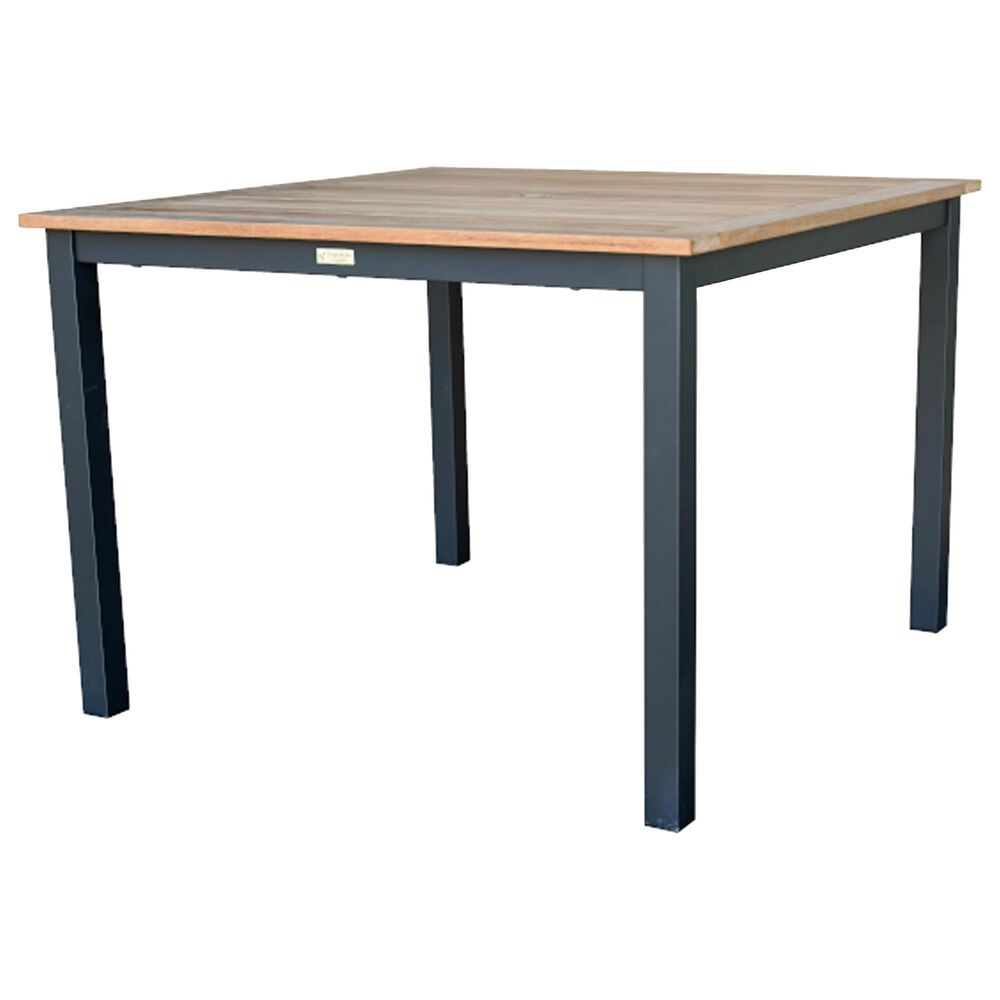 Three Birds Casual SoHo 42" Square Dining Table in Teak and Black, , large