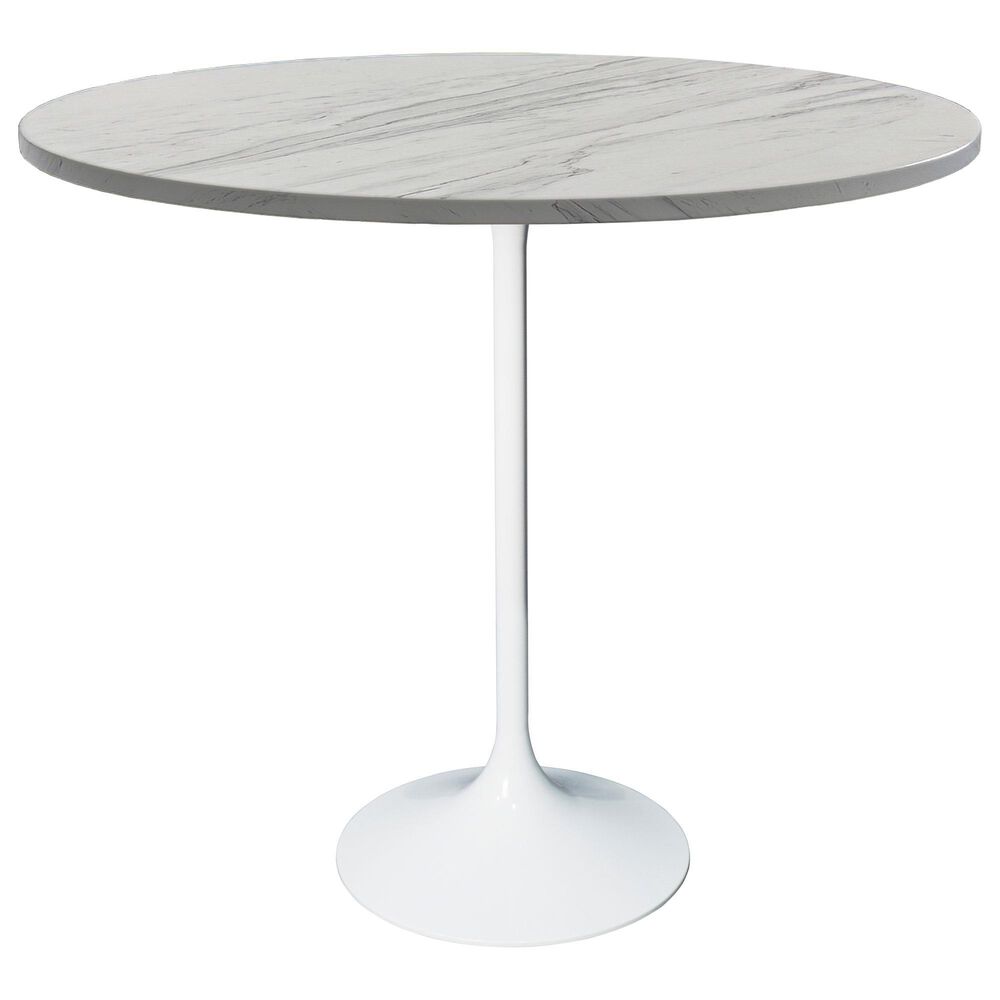 Leisuremod Verve 48" Round Bar Height Dining Table with Resin Top in White - Table Only, , large