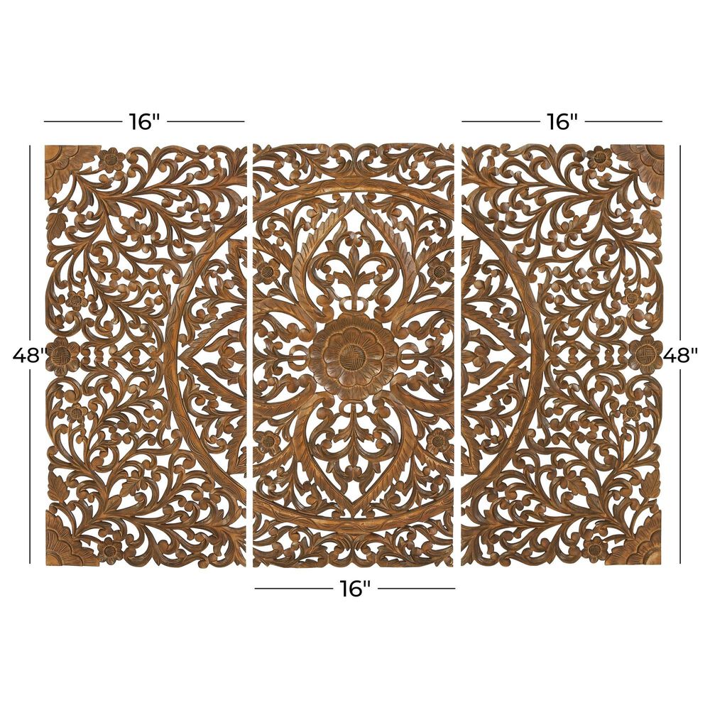 Maple and Jade 48&quot; x 16&quot; Traditional Wall Decor in Cinnamon Brown, , large