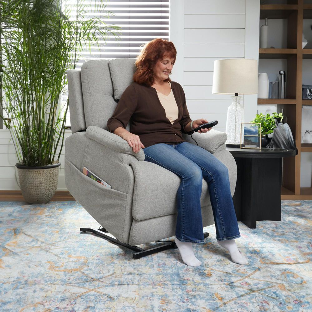 Flexsteel Zecliner Petite Power Lift Recliner in Dove, , large