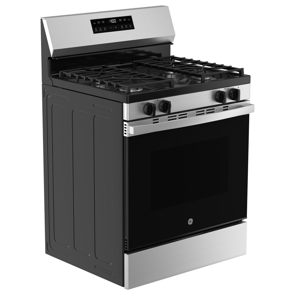 GE Appliances 30" Freestanding Gas Range with Self-Clean and 4 Burners in Stainless Steel and Black, , large