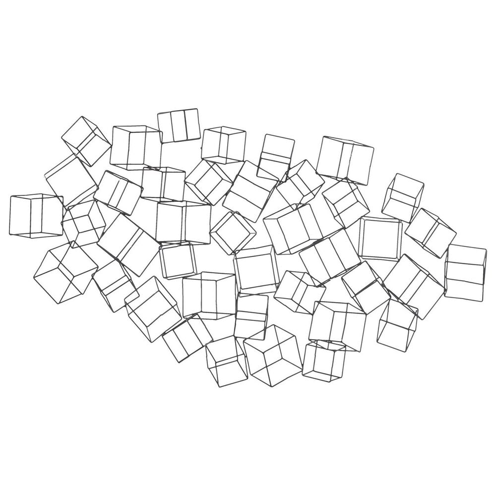 Maple and Jade 48&quot; x 27&quot; 3D Layered Wire Cube Geometric Home Wall Decor in Matte Black, , large