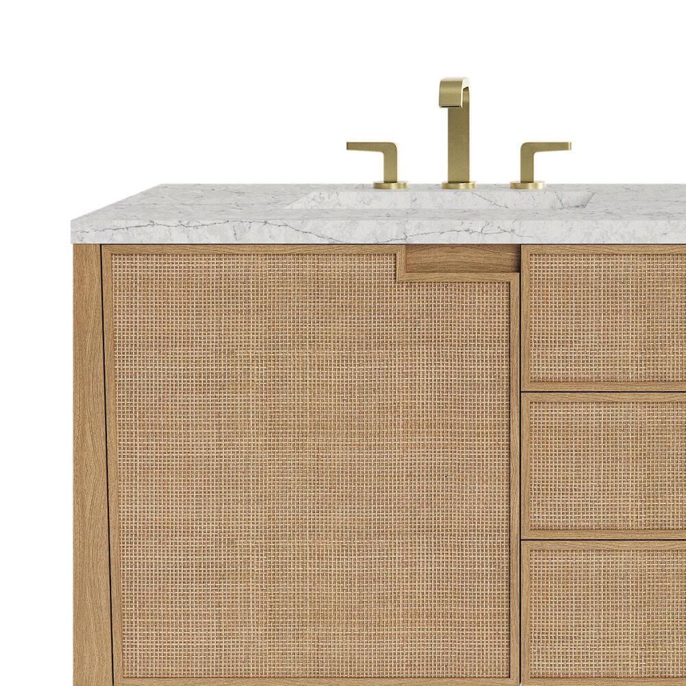James Martin Vanities Solene 72&quot; Double Bathroom Vanity in Seaside Oak with 3 cm Eternal Jasmine Pearl Quartz Top and Rectangular Sinks, , large