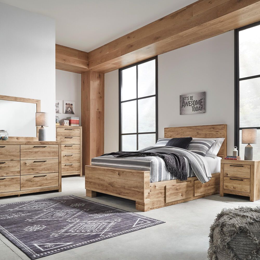 Ashley Hyanna Full Panel Bed with 1 Side Storage in Tan Brown, , large