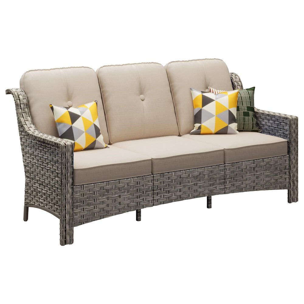 HOMLUX 5-Piece Patio Conversation Set with Two Ottomans in Beige, , large