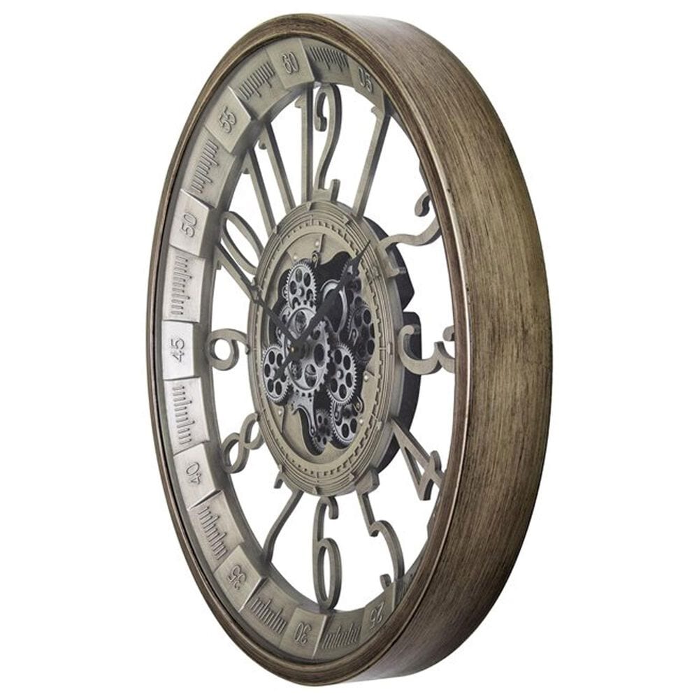 Yosemite Home Decor Pewter Round Gear Wall Clock in Antique Silver, , large
