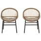 Hearth and Haven Edgar Outdoor Dining Chair with Beige Cushions in Brown (Set of 2), , large