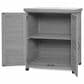 Hearth and Haven Outdoor Wooden Storage Cabinet with Metal Top and Adjustable Protective Footpad in Gray, , large