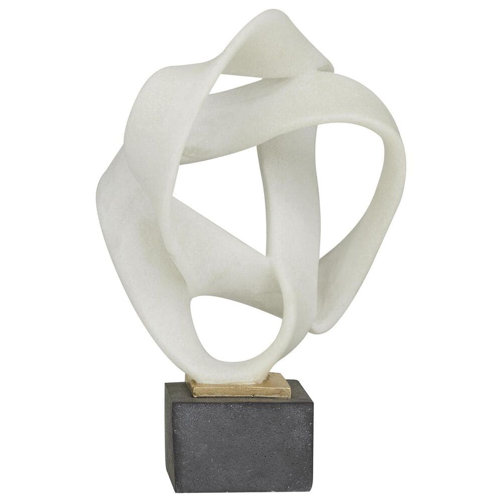 Maple and Jade 17&quot; Decorative Sculpture in Matte White and Black, , large