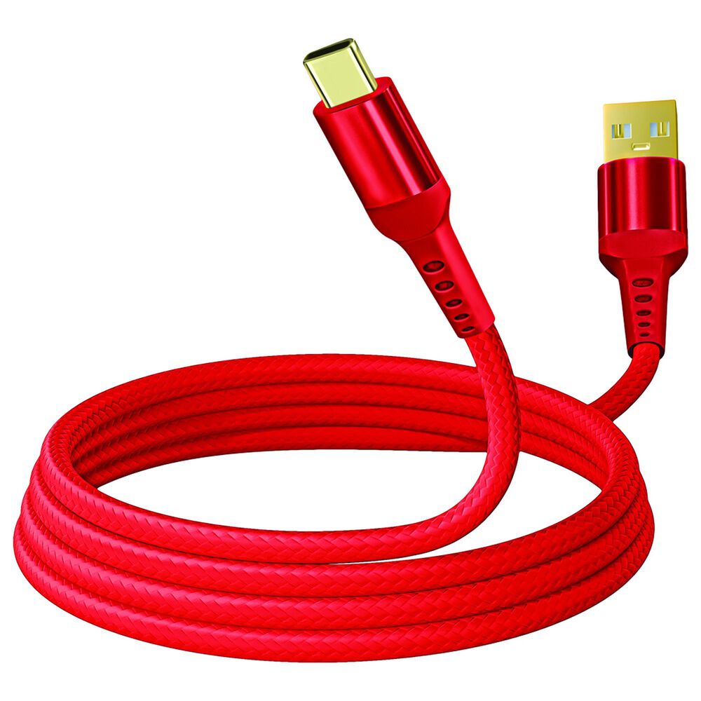 Pom Gear MaxCharge 24K 10" Braided USB Type-C Cable in Red, , large