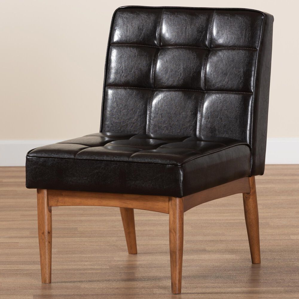 Baxton Studio Sanford Side Chair with Dark Brown Cushion in Walnut Brown, , large