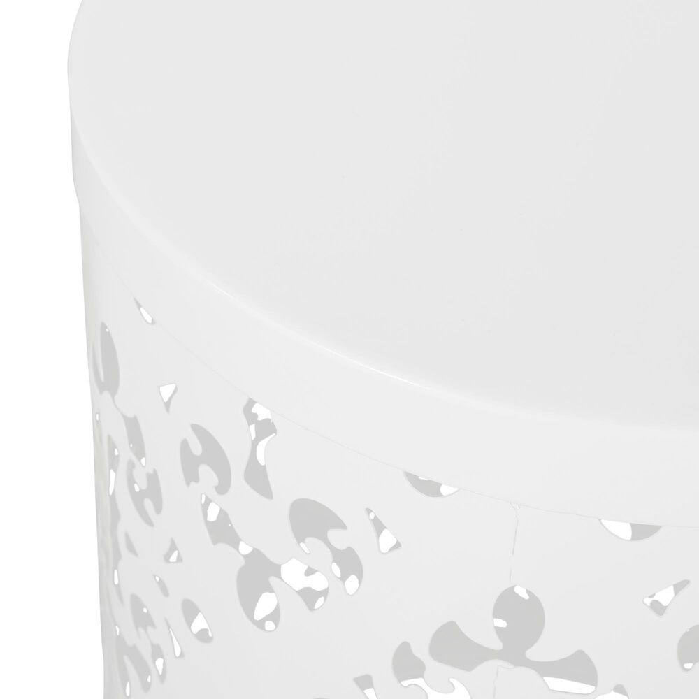 Hearth and Haven Outdoor End Table with Floral Pattern in White (Set of 2), , large