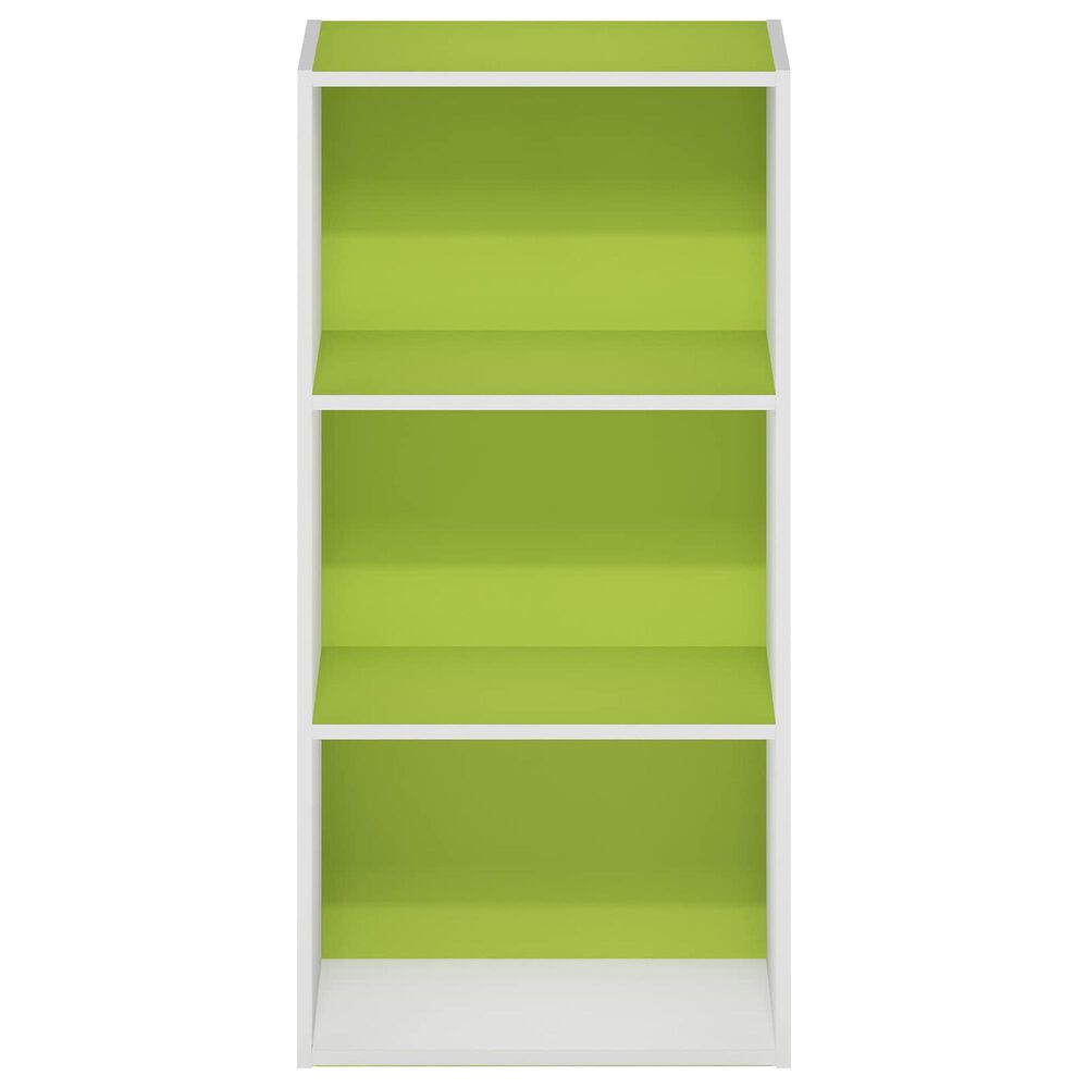 HOMLUX 3-Tier Open Shelf Bookcase in Green and White, , large