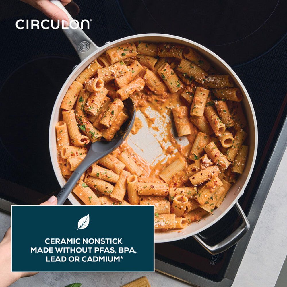 Circulon 5-Quart Ceramic Nonstick Saute Pan with Lid in Pearl White, , large