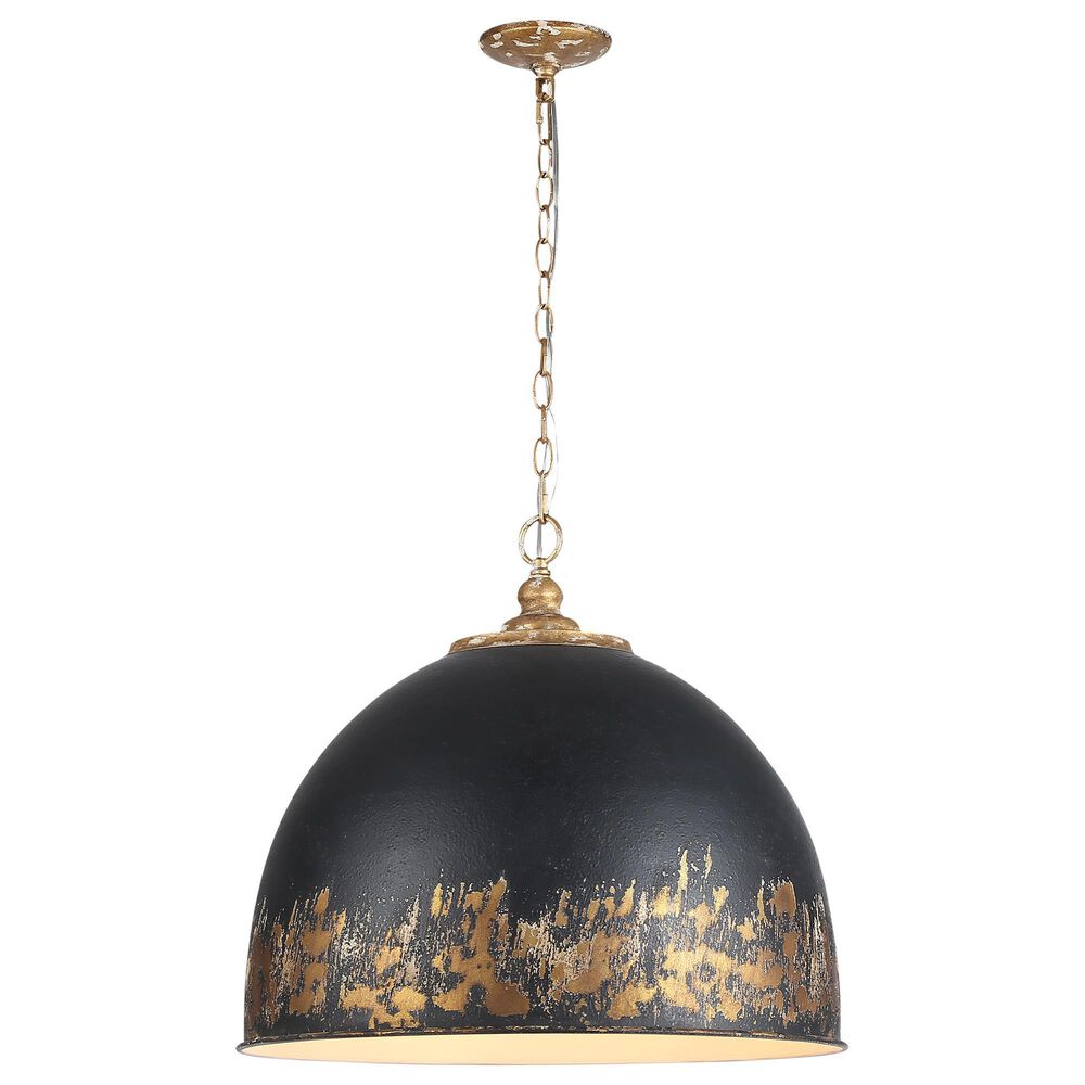 Golden Lighting Alison 5-Light Pendant with Weathered Black Shade in Vintage Gold, , large