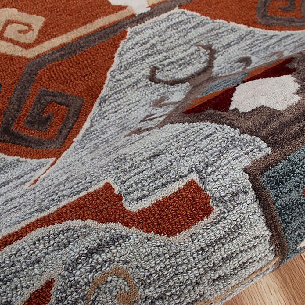L&amp;R Resources Sinuous Textile Southwestern 4&#39; Octagon Terracotta, Gray and Blue Area Rug, , large