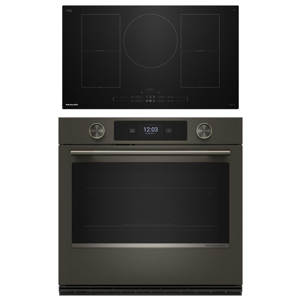 KitchenAid 2-Piece Kitchen Package with Black Ore 30" Smart Single Wall Oven and Black 36" Induction Cooktop, , large