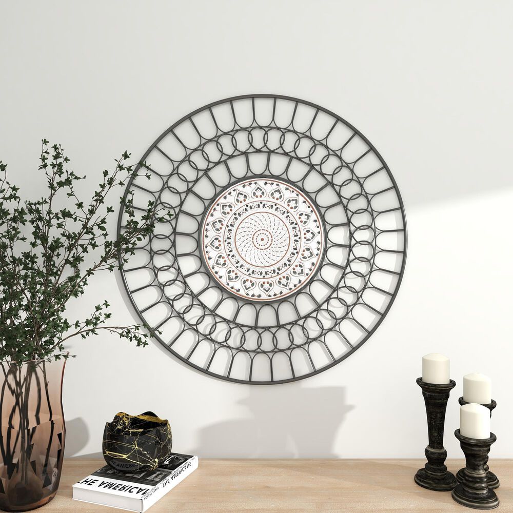 Maple and Jade 32&quot; x 32&quot; Farmhouse Wall Decor in Black and White, , large