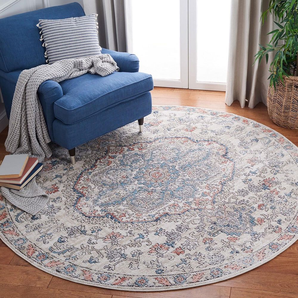 Safavieh Oregon  ORE812 6&#39;7&quot; Round Grey and Blue Area Rug, , large