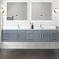 Lexora Home Geneva 84" Double Bathroom Vanity in Dark Grey with 2 cm White Cultured Marble Top and Rectangular Sinks, , large