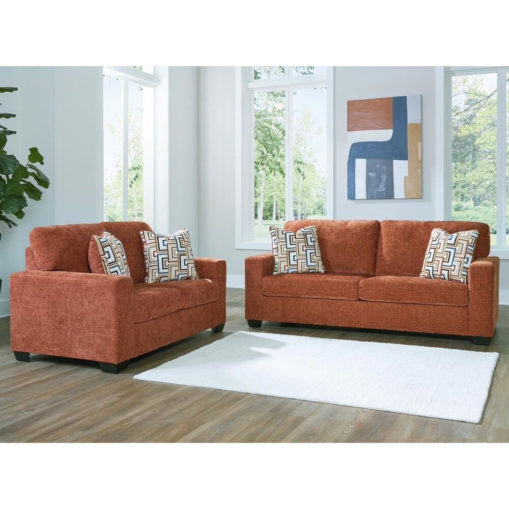 Ashley Aviemore Stationary Sofa and Loveseat Set in Spice, , large